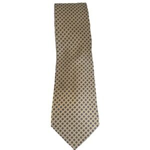 Banana Republic Tie  100% Silk Yellow/Gold Navy Pattern Necktie